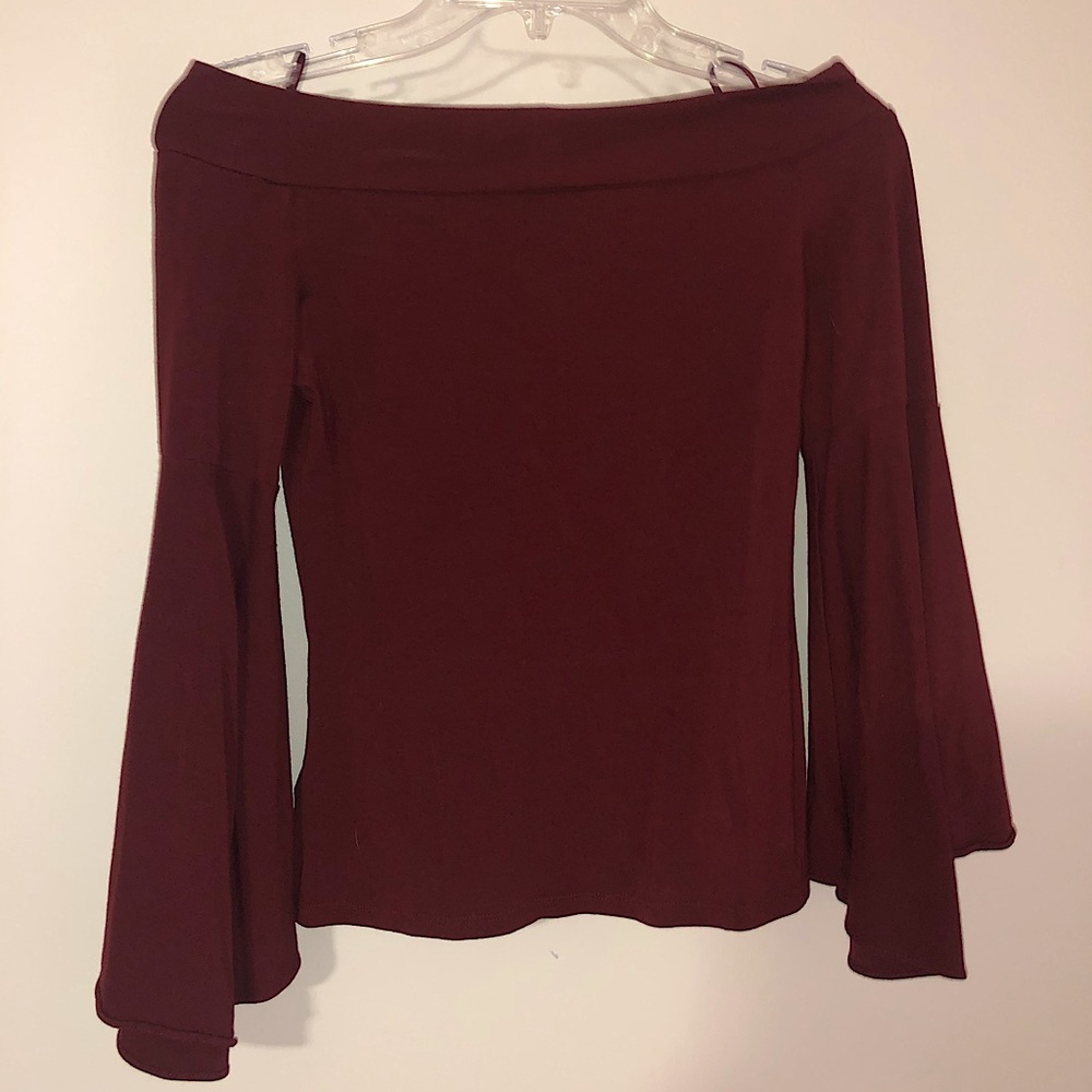 Express Off The Shoulder Top in Maroon